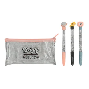 Set de estuche + 3 bolis purpurina - Bright ideas