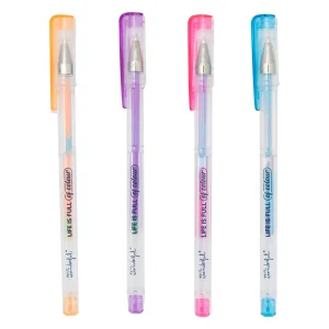 Set de 4 bolis multicolor de neón