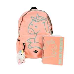 Kit de libreta A5 + llavero de peluche - Unicornio rosa y mint