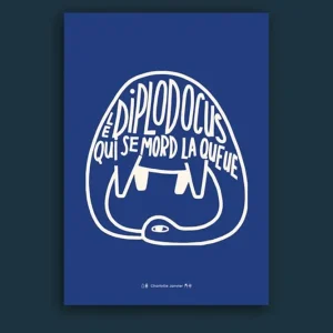 Affiche ‘Diplodocus’ Bleu A4 | CHARLOTTE JANVIER