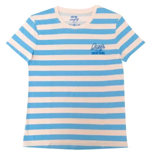 Camiseta manga corta talla L rosa y azul - Queen of everything