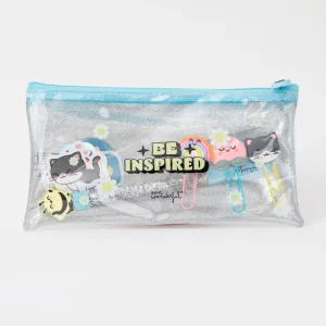 Set de estuche + boli + clips + pegatinas glitter - Be inspired