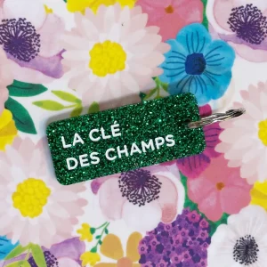 Porte-clés pailleté ‘La clé des champs’ Vert | PLUS DE LOVE