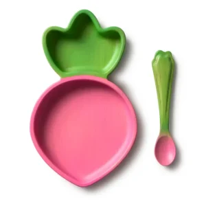Set vaisselle enfant assiette et cuillère ‘Ramona’ le radis | OLI & CAROL