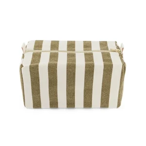 Trousse de toilette ‘Vic’ Rayures Olive / Greige | ROSE IN APRIL